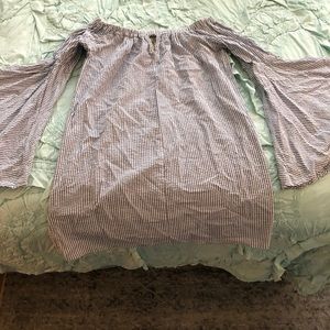 Mimi Chica Off Shoulder SeerSucker Dress